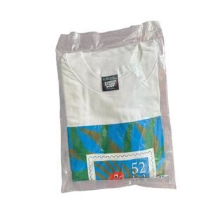 Vintage 90's US‎ POSTAL SERVICE stamp Shirt white LOVE 52 Parrot Screen Stars XL